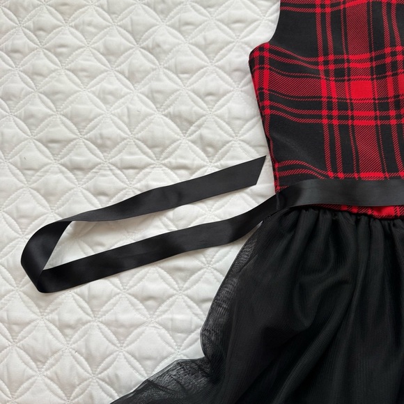 Knit Works Red and Black Plaid A-Line Tutu Sleeveless Holiday Dress - Picture 5 of 16